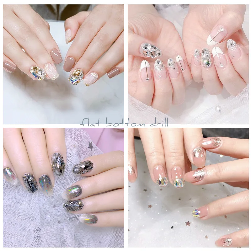 Плоские Стразы для ногтей смешанные размеры AB Symphony прозрачные минеральные