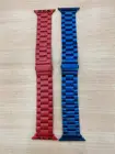 Ремешок металлический из нержавеющей стали для Apple Watch 6 SE 5 4 3 2 42 мм 38 мм 40 мм 44 мм, браслет для iWatch Series синий красный
