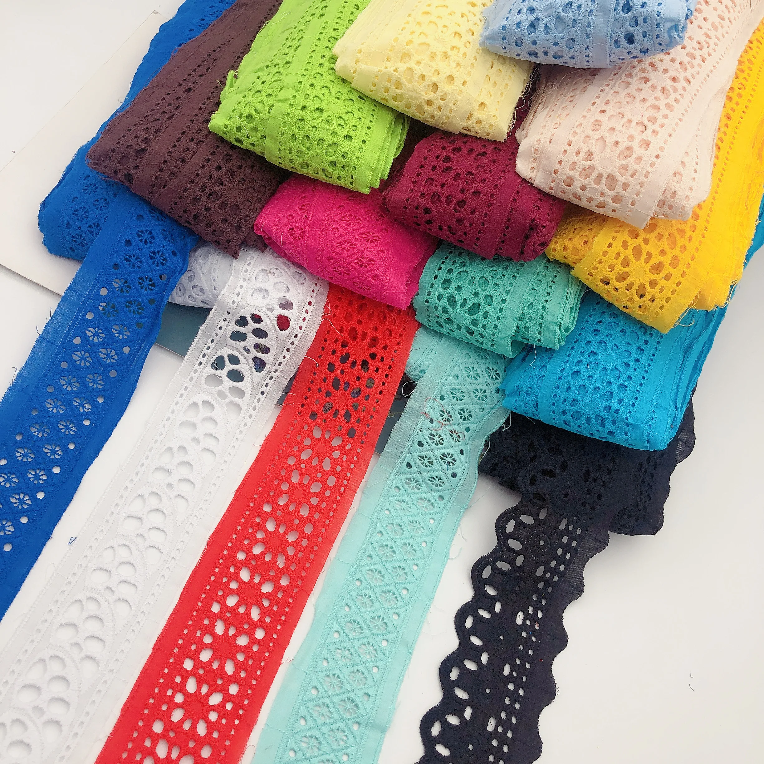 15 ярдов ширина 6 см двойной край красочная хлопковая кружевная отделка с рюшами