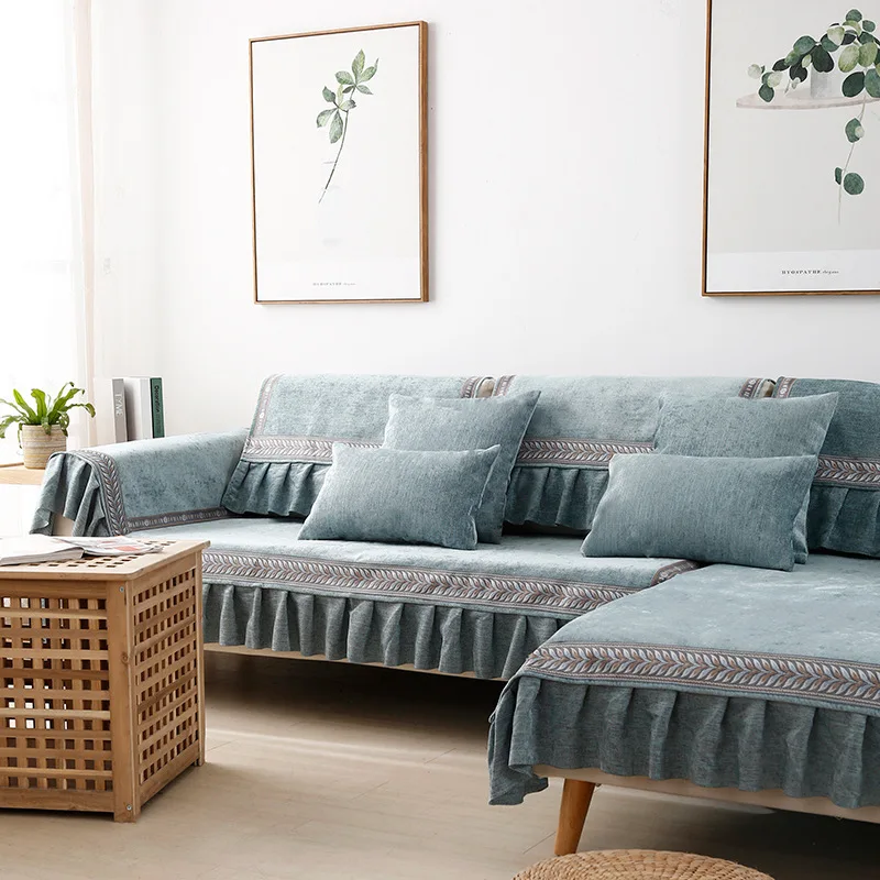 Синель диван полотенце простой современный сплошной цвет Чехлы для дивана