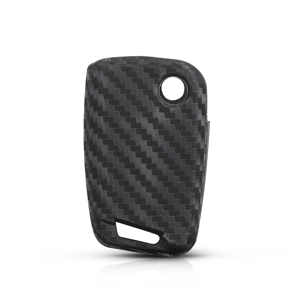 KEYYOU Carbon Fiber Silicone Key Case For Volkswagen VW Golf 7 mk7 Skoda Octavia A7 Portect Keychain Cover | Автомобили и