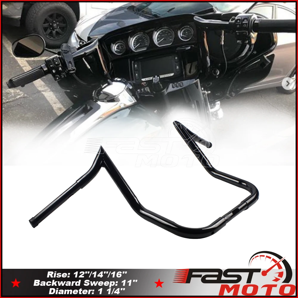 

37" Wide 12" 14" 16" Rise Batwing Fairing Bar Ape Hanger Handlebar for Harley Touring Street Glide Road King Dressers Baggers