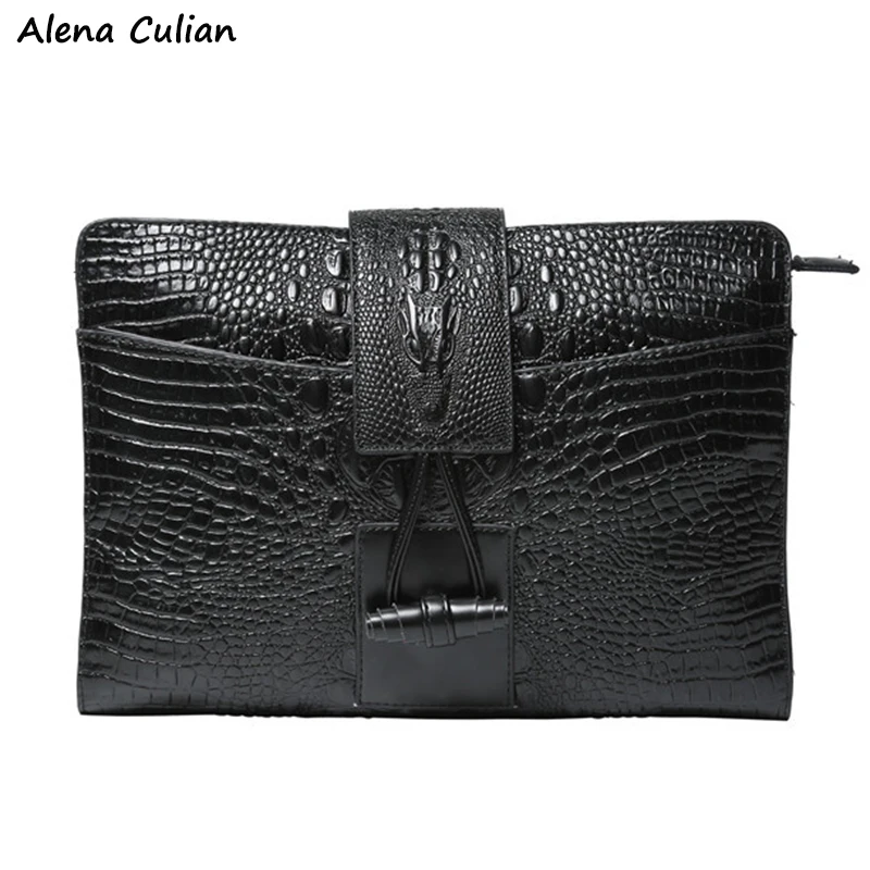 

Large Size Alligator Pattern Leather Clutch Bag For Men High Capacity Casual Black Business Men Clutch Handbag sacoche homme