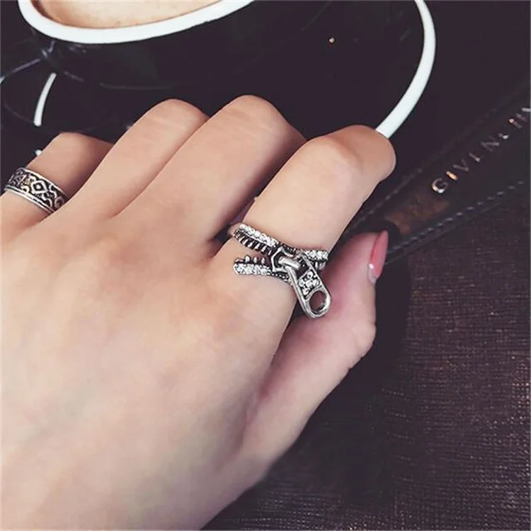 Указательное кольцо Ювелирное ретро циркон на молнии кольца для женщин