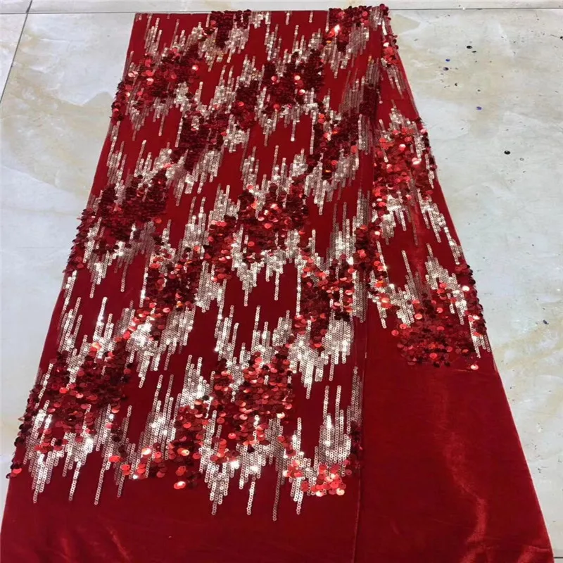 

Latest velvet French Africa Lace Fabric High Quality gold African Embroidered Tulle Lace Fabric For Appliqued Wedding Dress