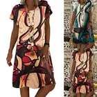 2021 модное женское платье с коротким рукавом, универсальное, приятное на ощупь, летнее, Осеннее, Пляжное свободное платье с принтом для путешествий
