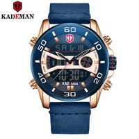 kademan men watch top quality sport 3atm led display tech wristwatch fashion brand design casual leather clock relogio masculino