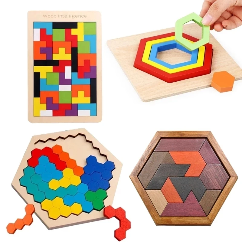Деревянный 3D-пазл Монтессори танграмма, геометрический пазл, Деревянный конструктор, настольная игра, обучающие игрушки для детей, подарки