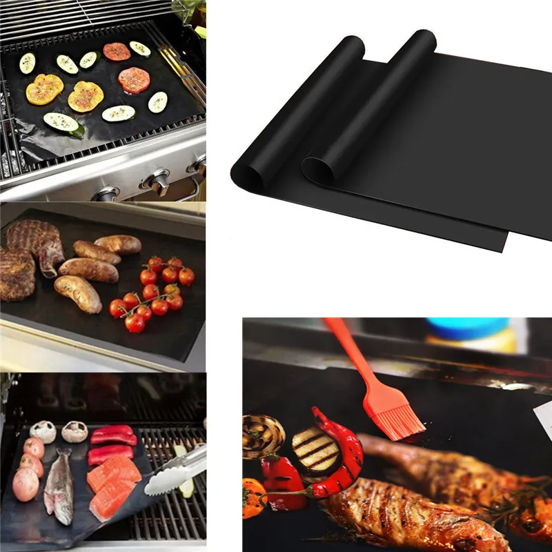 

Non-Stick BBQ Grill And Baking Mats Reusable Coooking Plate For Party PTFE Grill Pad Barbecue Outdoor Set Of 1/2/3/5/10