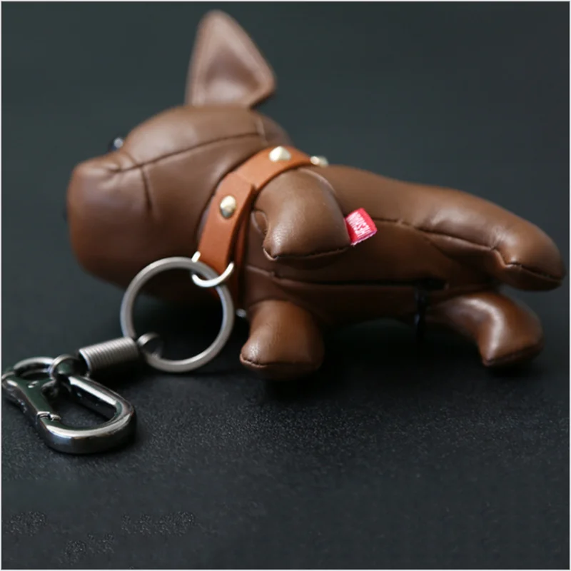 PU leather Animal French Bulldog Car key ring Pendant Handicraft Doll toys Ornament Decoration Creative souvenir birthday gift | Игрушки и