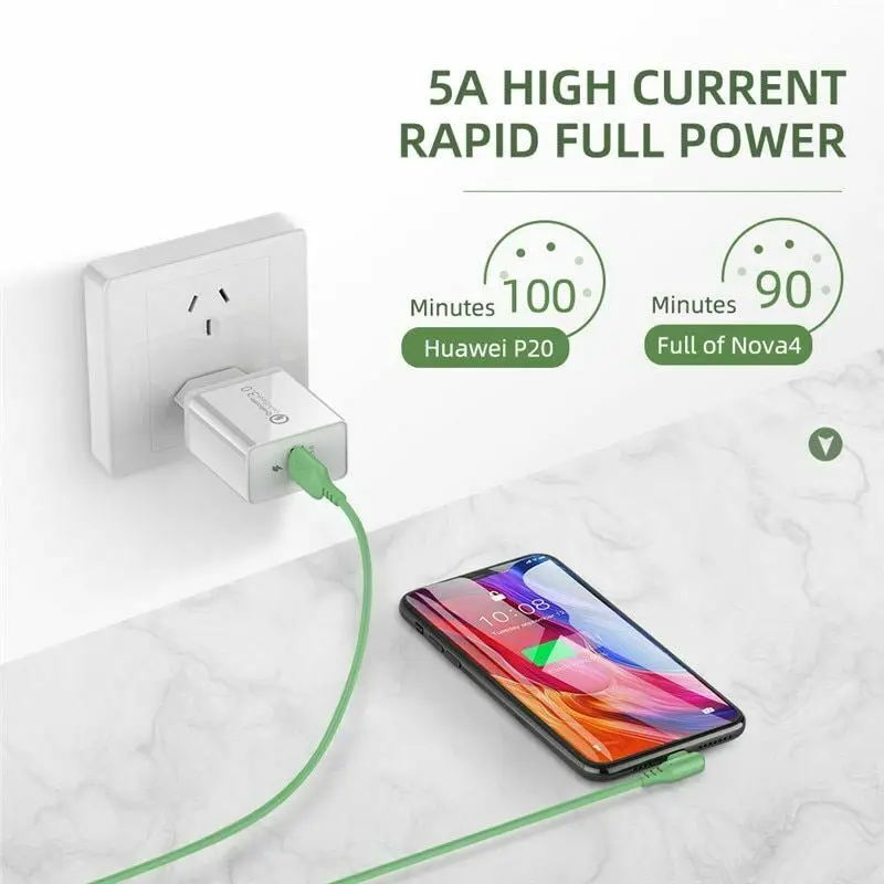 5a high current charger cable type c micro usb fast charging data cord for android phone 1 2m1 8m liquid silicone durable line free global shipping