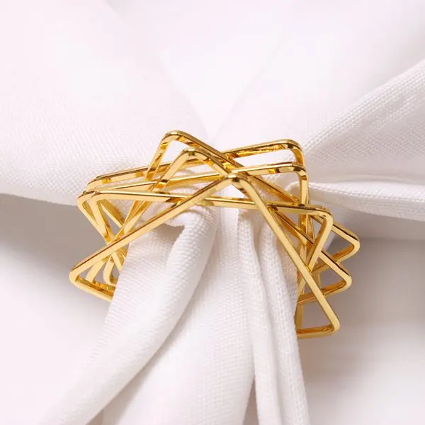 10Pcs Polygon Star Design Napkin Rings Metal Holders For Wedding Birthday Party Decorations Gold | Дом и сад