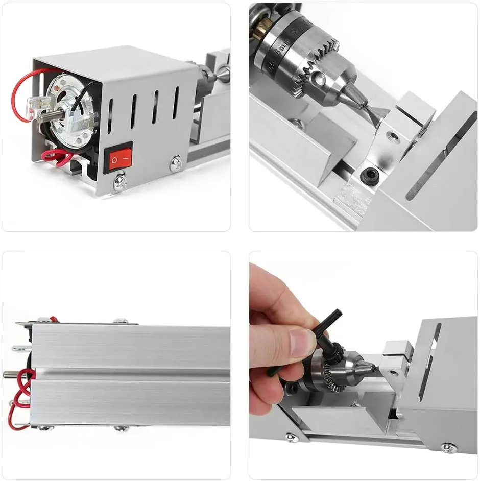 DC12-24V 96W Mini Lathe Beads Machine Woodwork DIY Standard Set with Power carving cutter Wood Tool Grinding | Инструменты