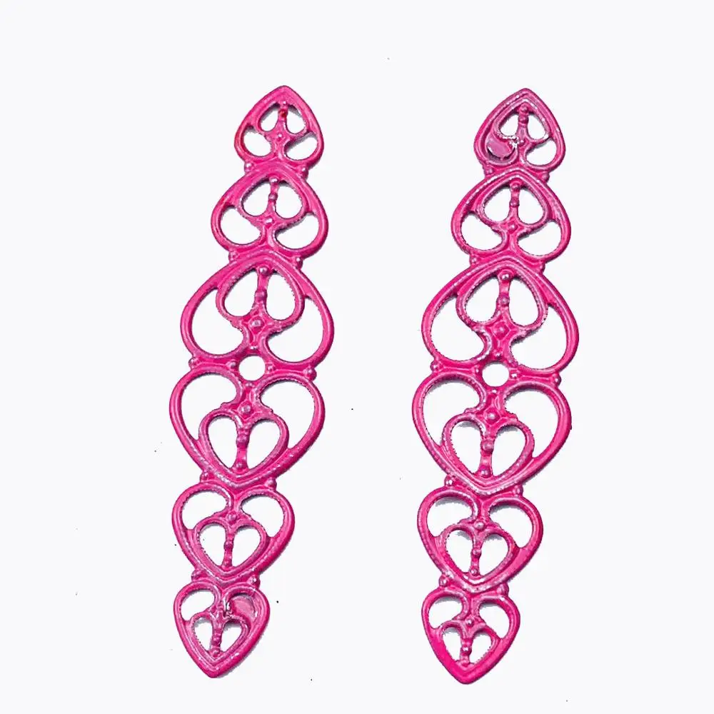 

20 pieces/lot 55mm Love Heart metal Filigree Flower Wrap Connector Jewelry DIY Components