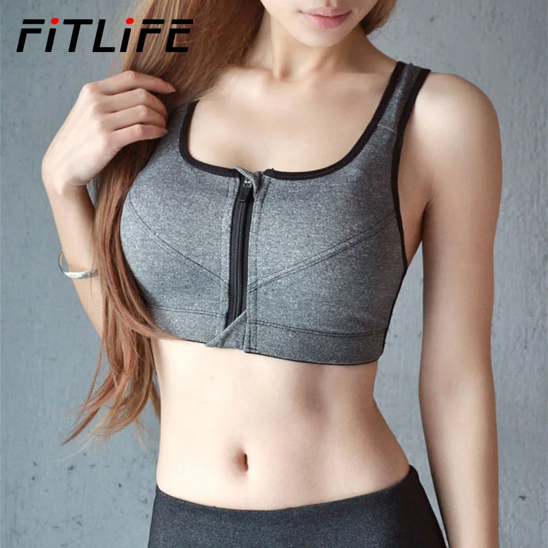 Лидер продаж женские спортивные бюстгальтеры FITLIFE на молнии с пуш ап жилет нижнее