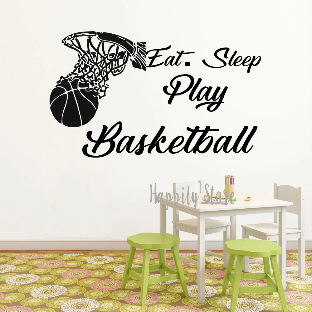 Баскетбол Eat Sleep Play Наклейка на стену корзина наклейки спортивные детская комната