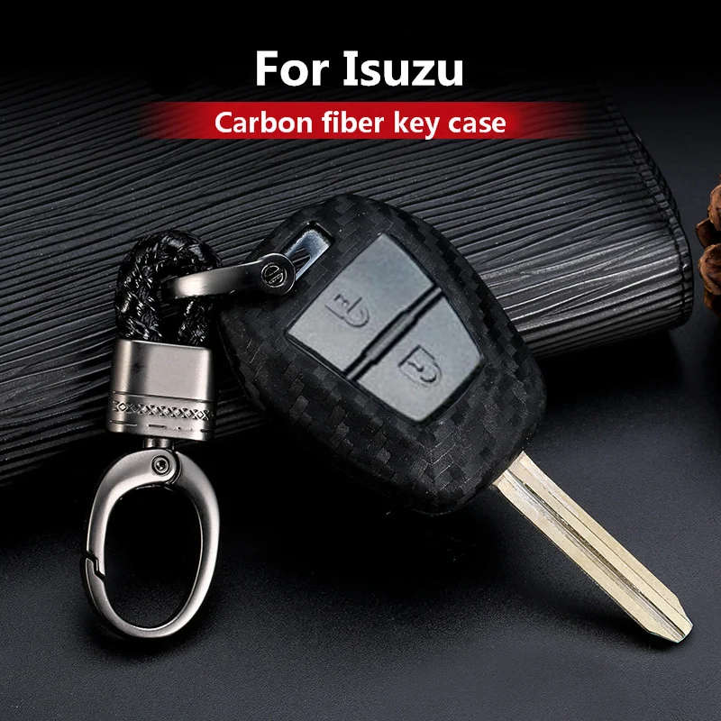 

2 Buttons New Carbon Fiber Silica Gel Remote Car Key Case Shell For Isuzu D-Max TOY43 MUX Mu-x Truck Auto Key Cover Accessories
