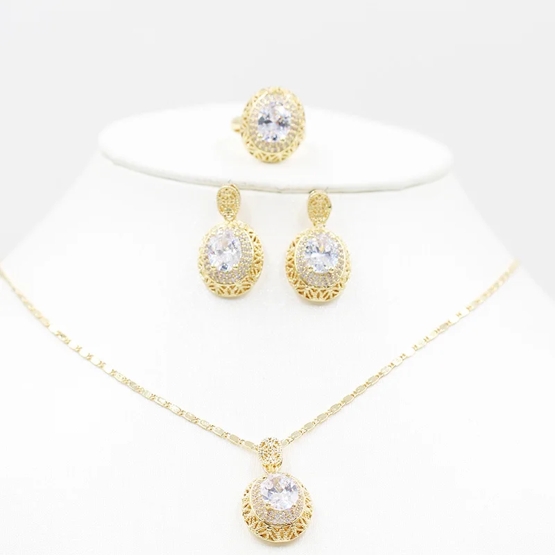 Комплект из колье и серёг цвета розового золота | Украшения аксессуары