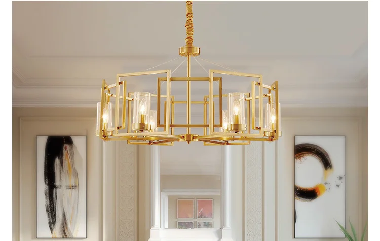 Новая латунная люстра винтажная медная лампа для гостиной Золотая