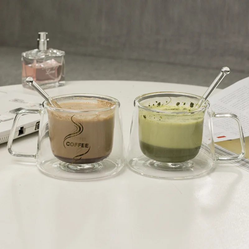 

Coffee Mug Espresso Cup Thermal Glass Double Wall High Borosilicate Mugs I88