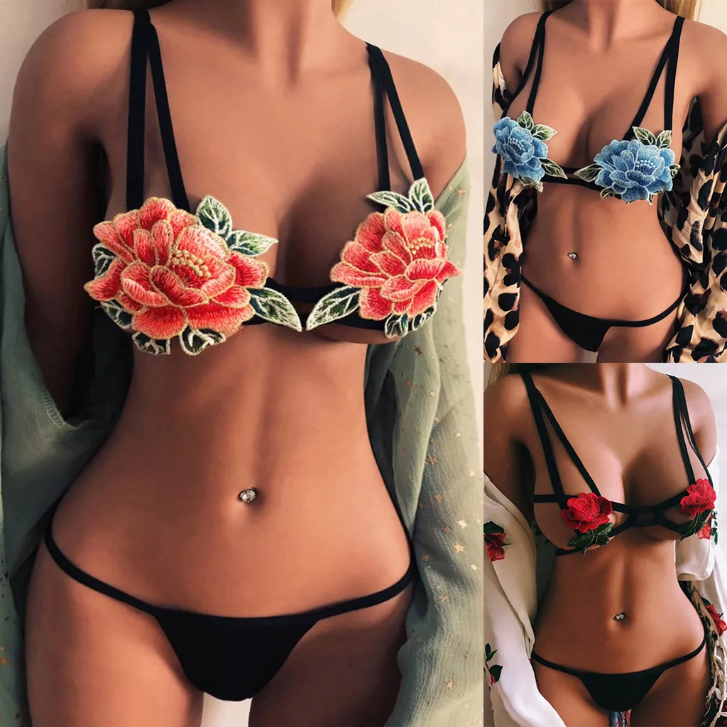 Комплект женского сексуального нижнего белья облегающий однотонный Модный