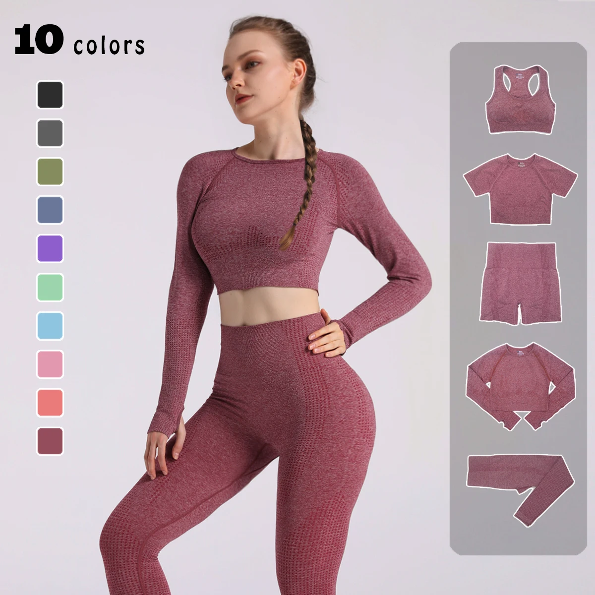 

Gym Clothing 2/3PCS Seamless Women Yoga Set Workout Sportswear Fitness Long Sleeve Crop Top High Waist Leggings Sports Suits