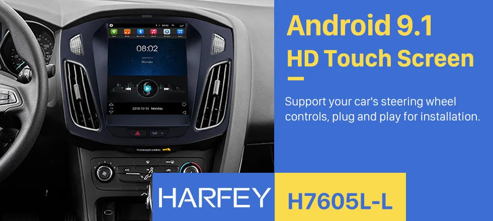 Harfey 9,7 дюймов автомобильное радио с GPS Android 9,1 стерео для Ford Focus 2012 2013 головное устройство поддержка OBD2 камера заднего вида
