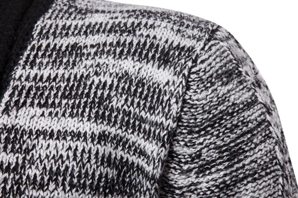 Теплый повседневный мужской свитер длинный вязаный с отложным воротником