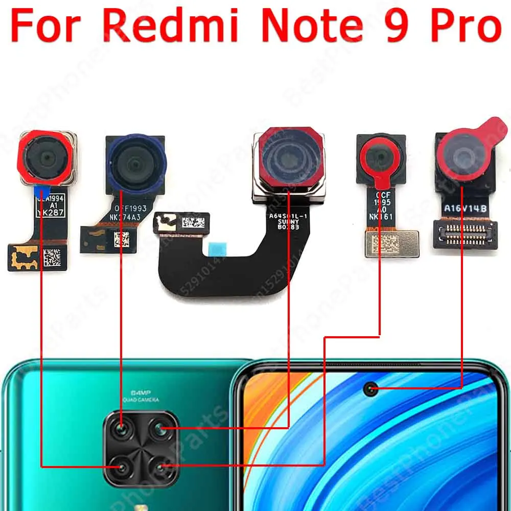 Оригинальная передняя и задняя камеры для Xiaomi Redmi Note 9 Pro Note9 основная фронтальная