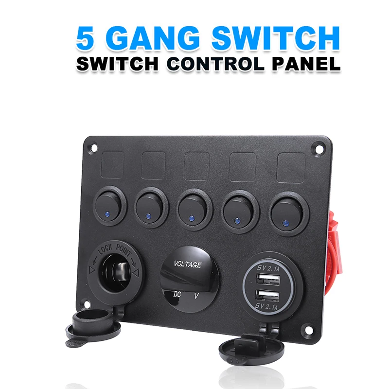 

1 шт. Авто 5 Gang 12V 24V 15A мульти-функциональный переключатель Панель ВКЛ-ВЫКЛ переключатель USB вольтметр гнездо для автомобильного прикуривателя этикетка Стикеры