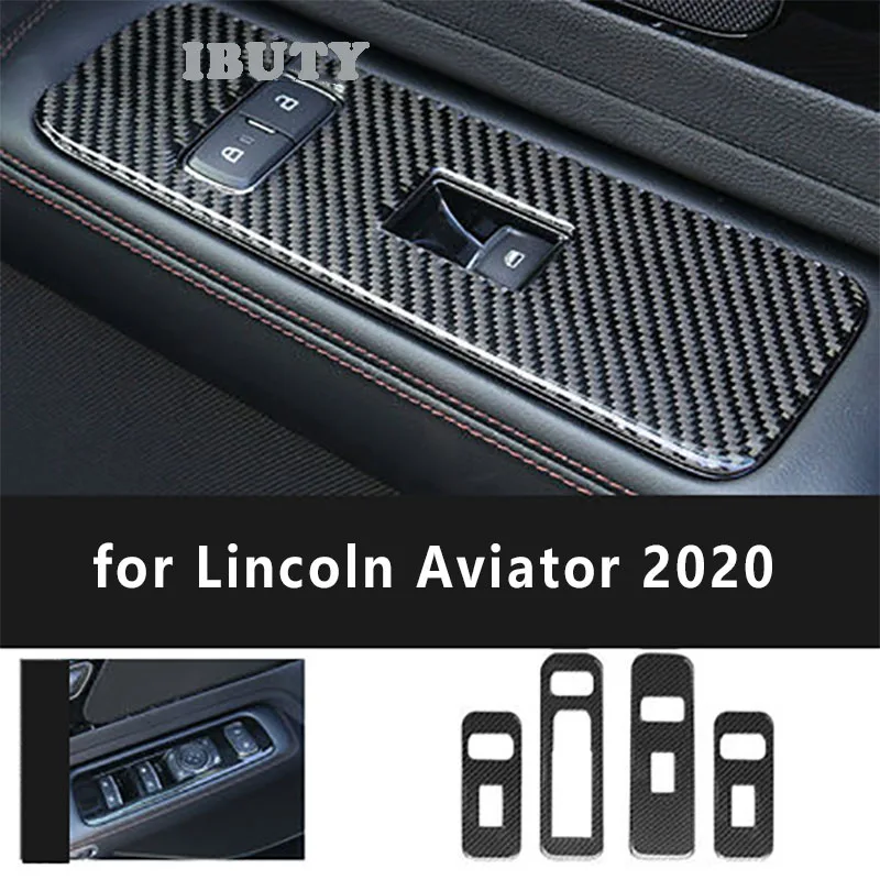 

For Lincoln Aviator 2020 ABS/Metal Carbon Fiber Car Window Switch Cover Button Panel Trim Armrest Panel Frame Interior Stickers