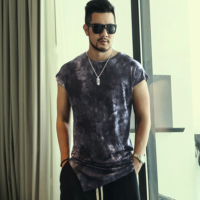 Модный дизайн пошива в британском стиле мужская длинная футболка с крашеным