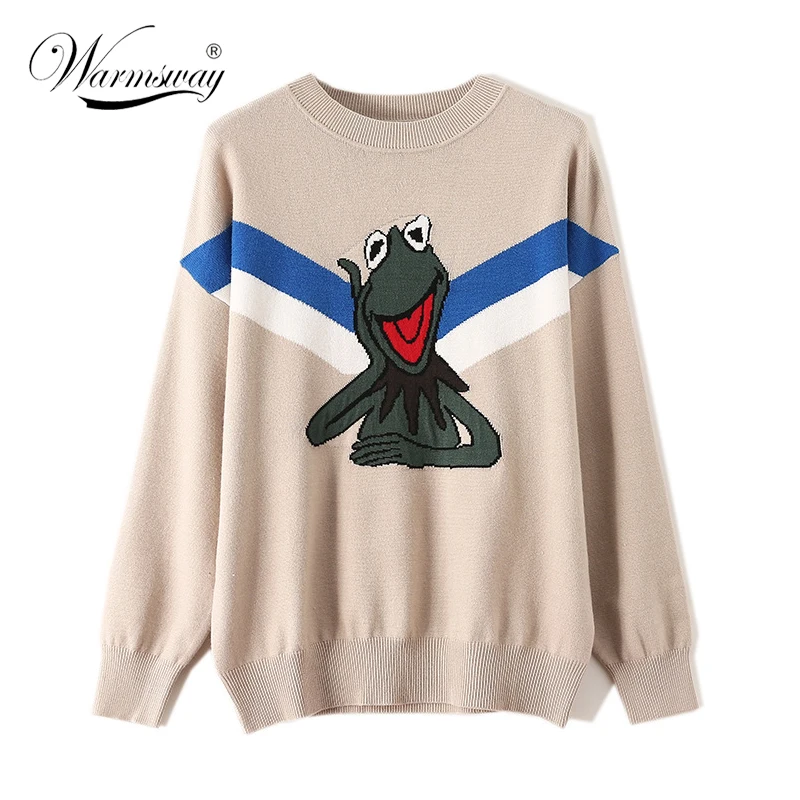 Harajuku Original Women Sweater Warm Frog Jacquard High Quality Winter Sweaters Female Casual Pullover Knitted Tops C-504 | Женская