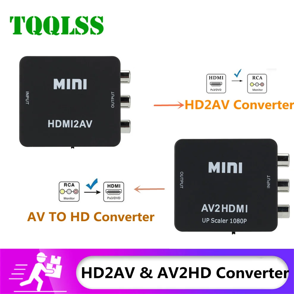 Преобразователь TQQLSS AV в HDMI совместимый конвертер HD MI адаптер Мини Композитный CVBS
