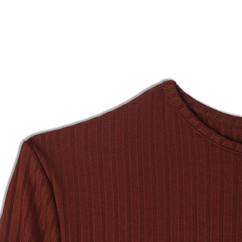 

Autumn Round Neck Long-Sleeve Halter Neck Slim Top Umbilical Strap Mid-Length Skirt 2-Piece Club Clothing