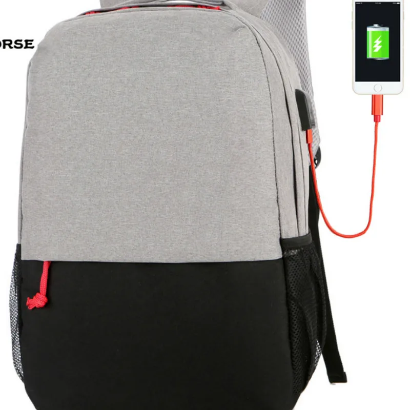 black no zipper Осенний мужской и wo мужской рюкзак, USB зарядка, сумка через плечо для ноутбука, нейлоновый рюкзак для путешествий, школьный рюкзак для студентов - Цвет: black no zipper
