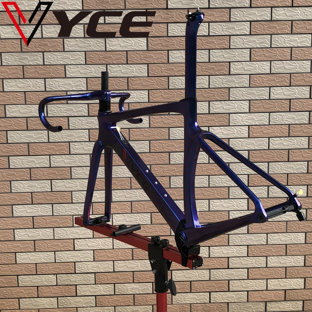 

VYCE blue purple Chameleon HQR37-disc brake carbon bike frame cycling Road bicycle racing bike frameset with carbon handlebar