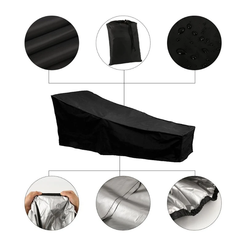 Садовый шезлонг L69B для балкона черный водонепроницаемый тент от солнца ткань