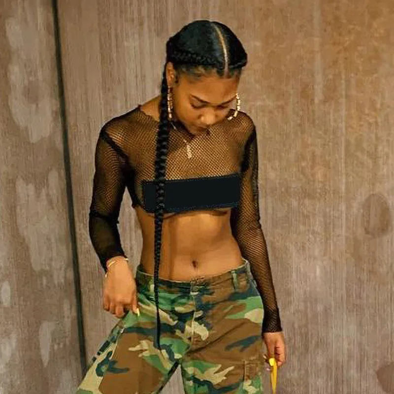 Женская Однотонная футболка с длинным рукавом и круглым вырезом | одежда