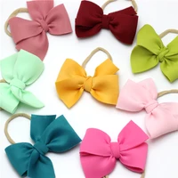 4 cotton hairbow with nylon headband for girls hair accessories newborn infant nude hairband elastic headwrap bebes hairbows