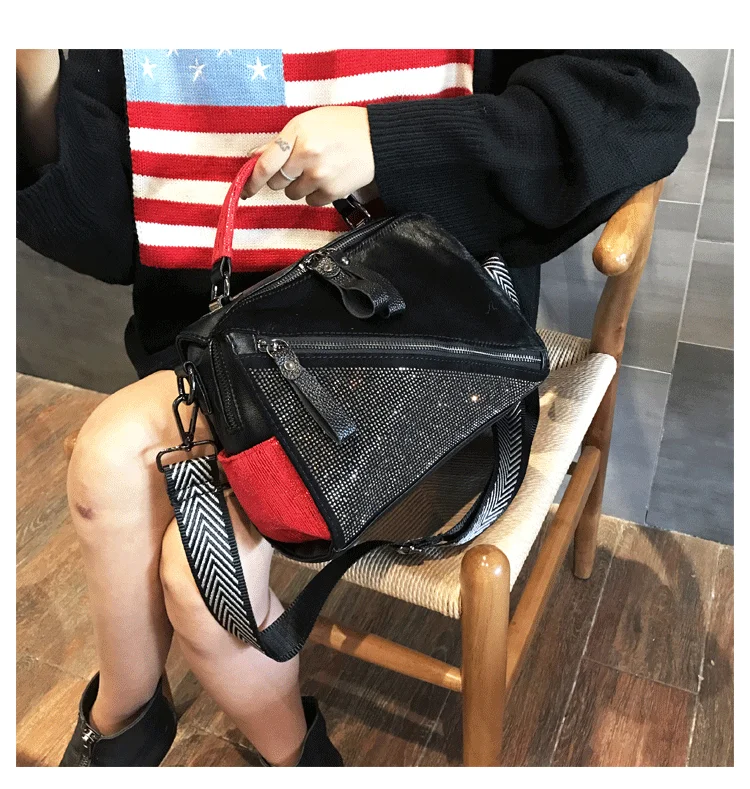 Fashion Horse Hair Messenger Bags Diamonds Satchels Horse Hair Patchwork handbag adies hand bags Diamonds Patchwork handbags