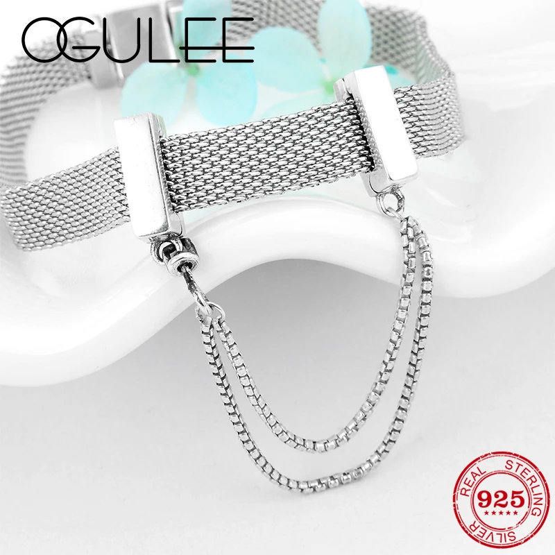 Новые 925 стерлингового серебра безопасные цепи бусы клипсы подходят