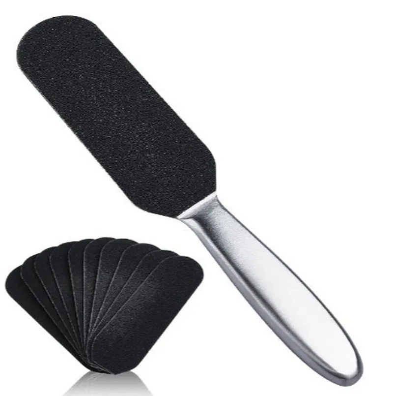 Двухсторонняя пилка для педикюра из нержавеющей стали + 10 шт. сухая шлифовальная