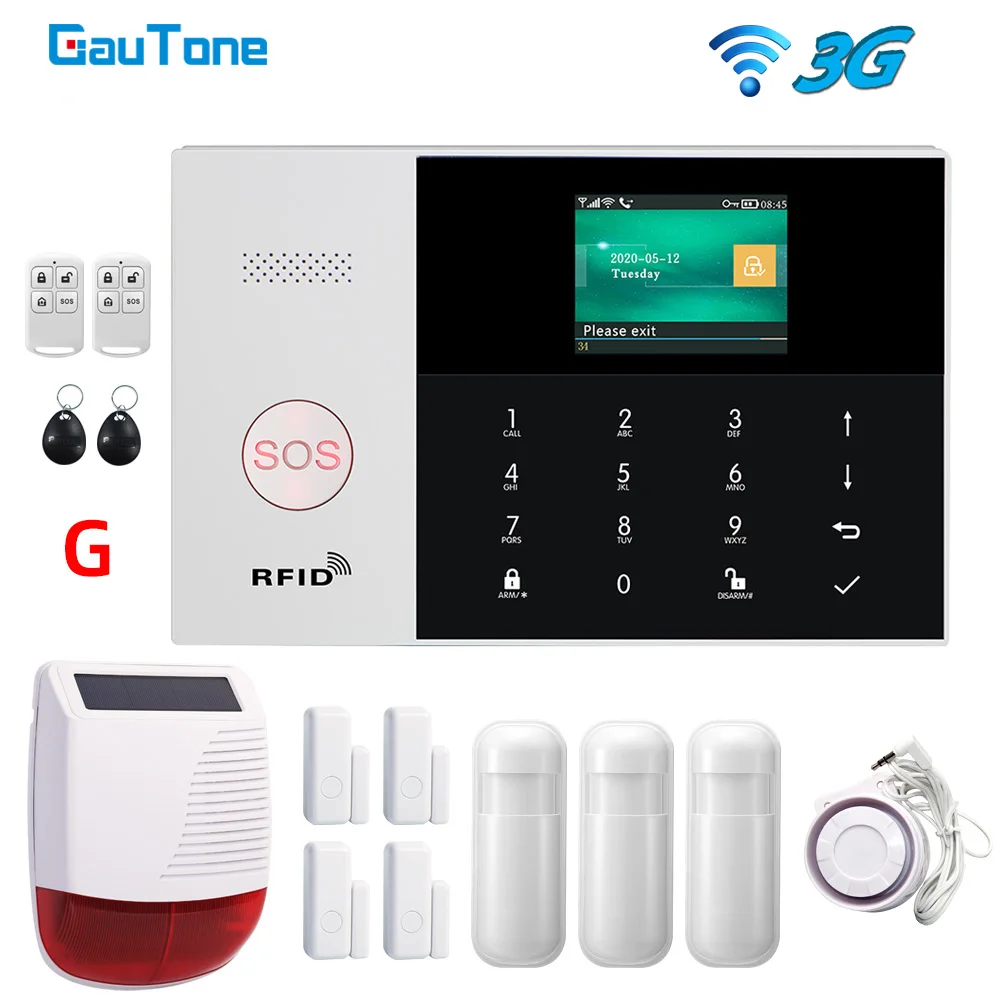 GauTone 433MHz PG105 Smart Home Wifi 3G Security Alarm System with Motion Sensor Wireless Siren Remote Control