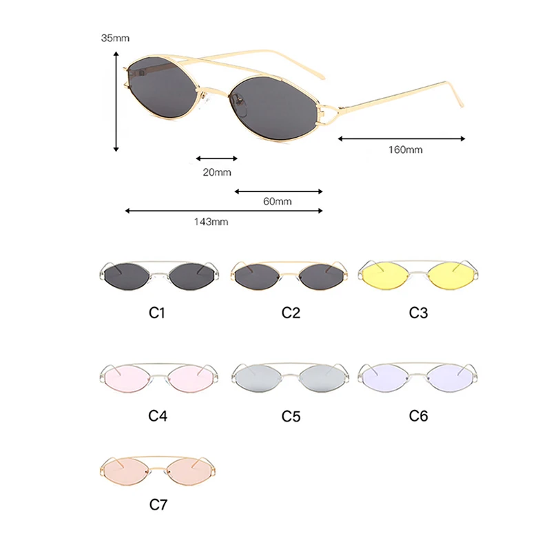 

Women Vintage Small Sunglasses Men Steampunk Brand Designer Oval Black Red Yellow Lady Shades Retro Hip Hop Eyewear Oculos UV400