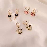 new heart shaped lock pearl oil dripping earrings for women fashion trendy earrings