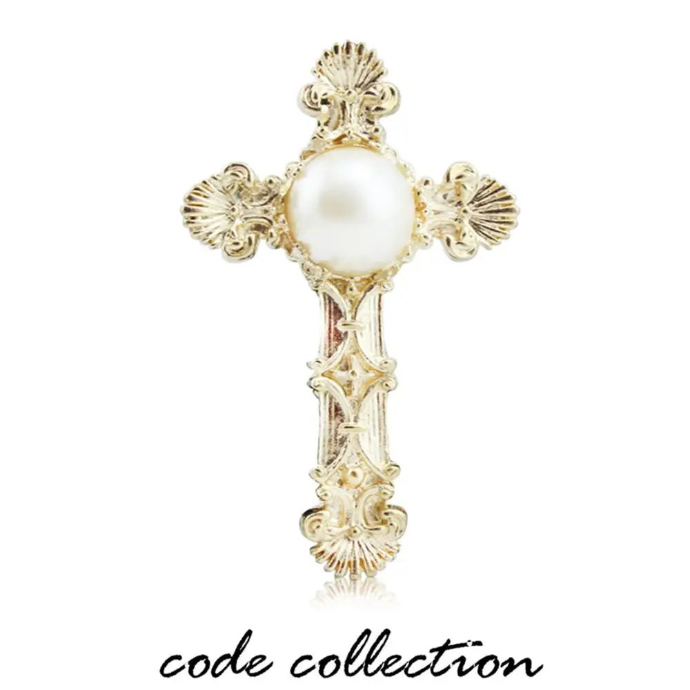 Модная винтажная роскошная брошь в стиле барокко с перекрестным жемчугом значки