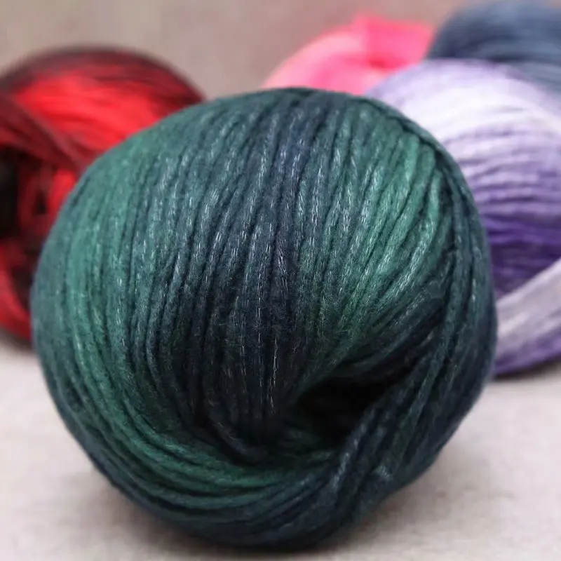 

2pcs High Quality Duraplush Rainbow Section Dyed Fur Ball Handmade DIY Hand-Knitted Wool Stick Needle Scarf Hat Gradient Line