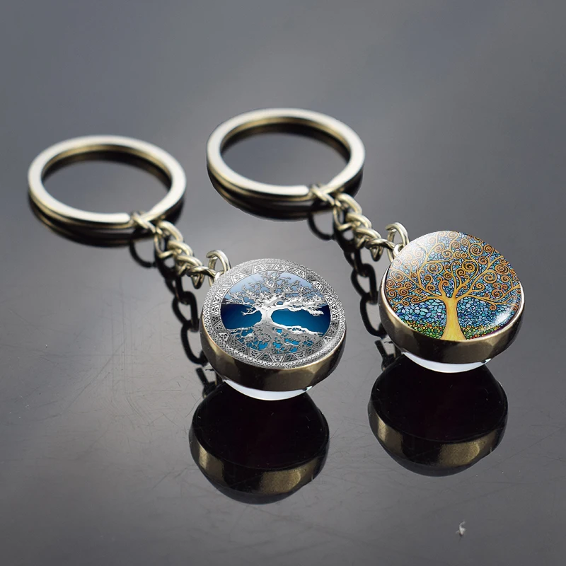 

Tree of Life Glass Ball Keychain Pendant Jewelry Vintage Handmade Key Chains Holder Bag Purse Accessories