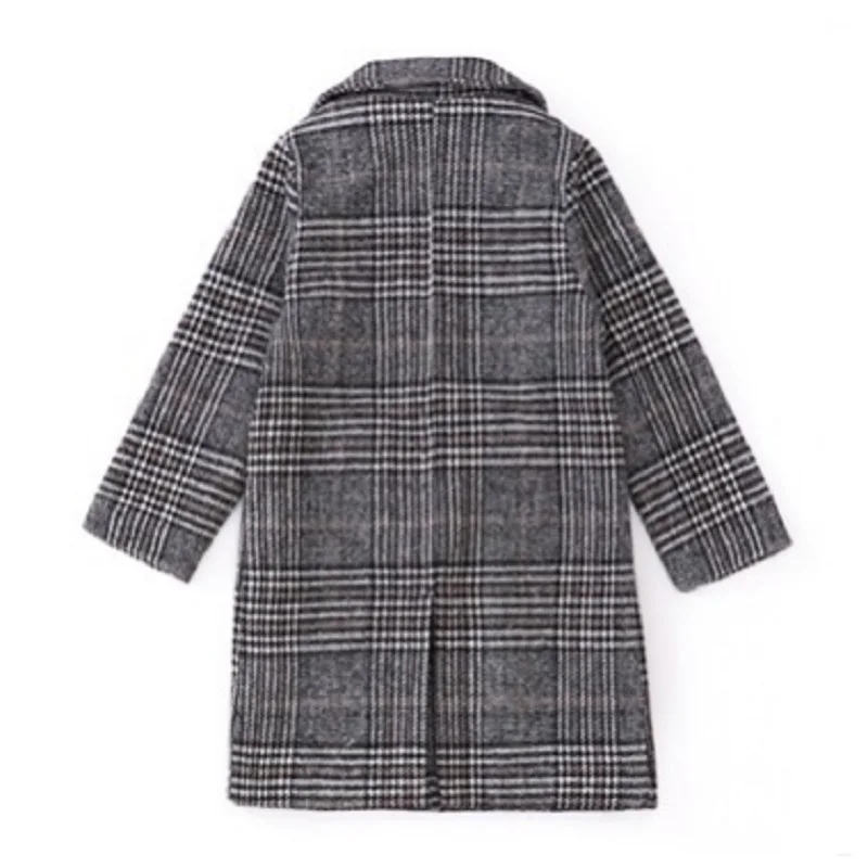 

Girls Woolen Coat 2019 New Winter Children's Indeviduality Coat Children Coat Kids Plaid Sleeve Coat Gray Color Size4-14 ly261